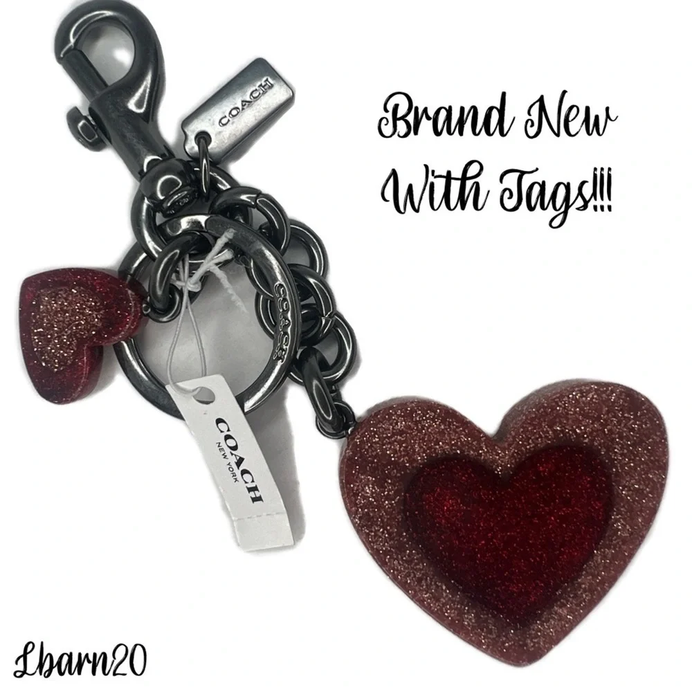 Coach Heart Resin Dangle Valentine Keychain Charm Fob NWT F40683